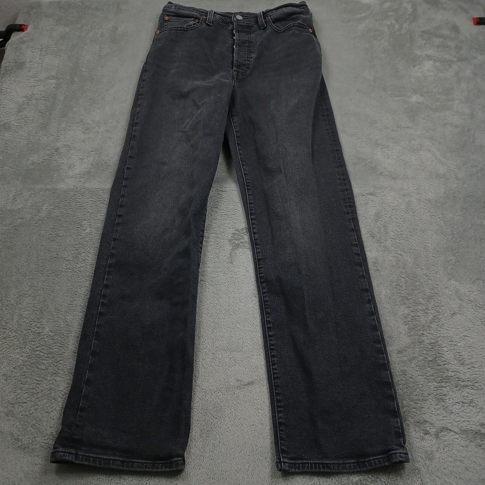 Levis 501 Jeans Womens 31 Black Denim High Rise Straight Modern Casual Button